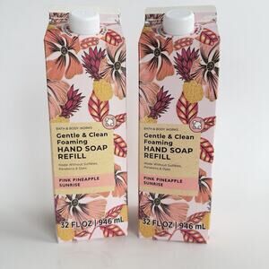 2 X Bath & Body Works PINK PINEAPPLE SUNRISE FOAMING HAND SOAP REFILL 32oz